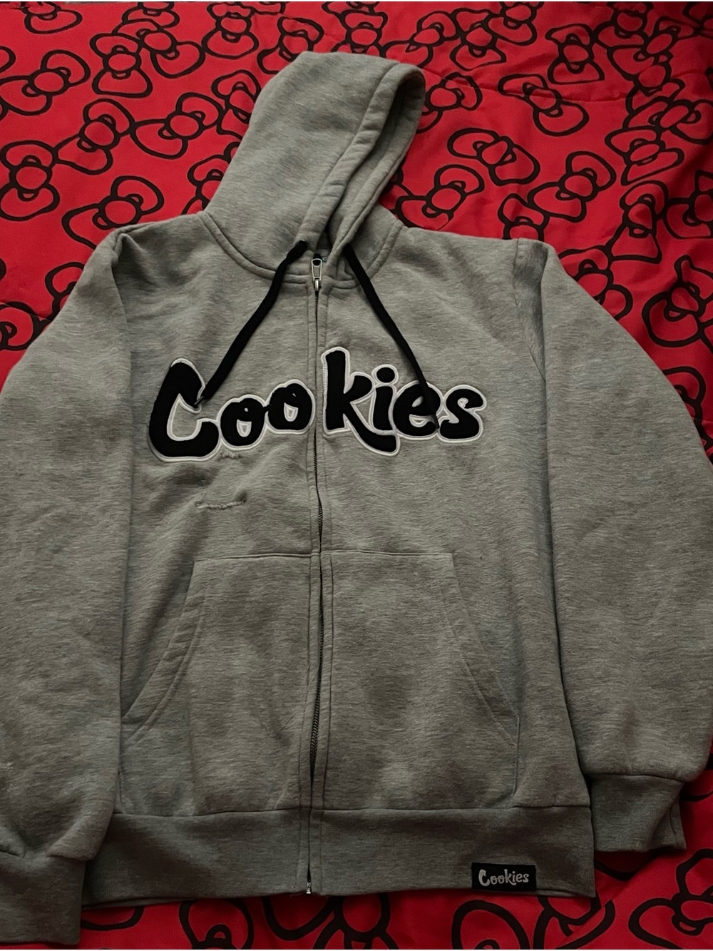 Cookies Men’s Grey Full-Zip Hoodie with Logo